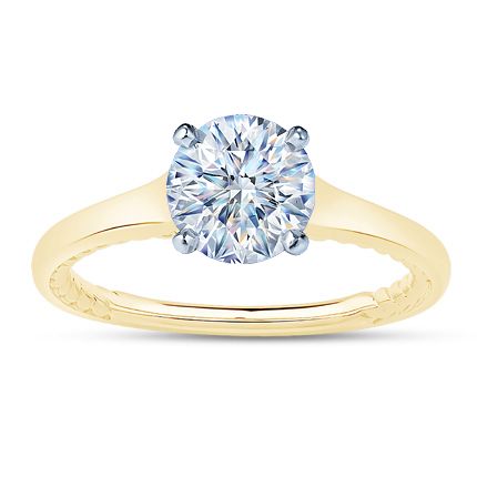 Rope-Twist Solitaire Engagement Ring Setting 14K Yellow Gold